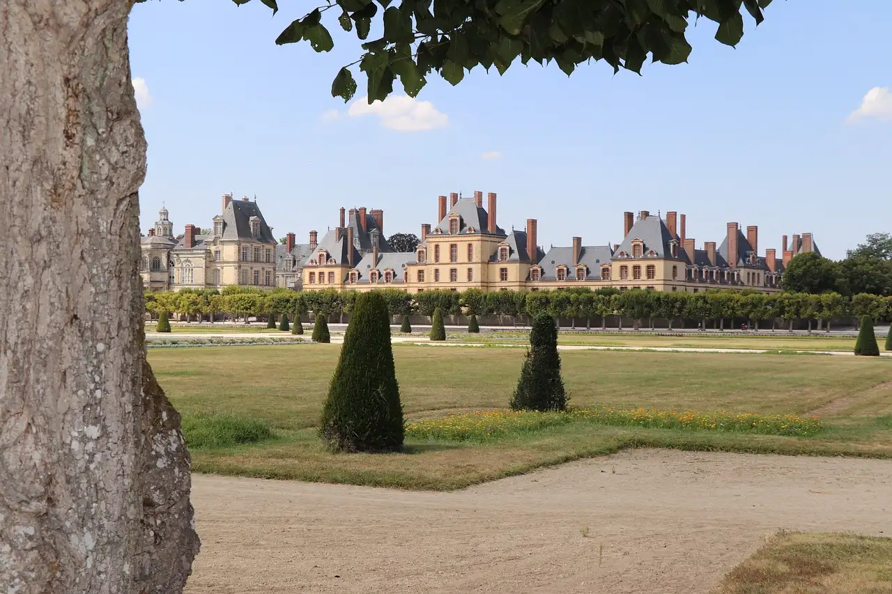 The Palace of Fontainebleau across its lawns
