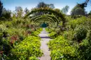 The flower-covered arches over the main path in Monet's garden at Giverny