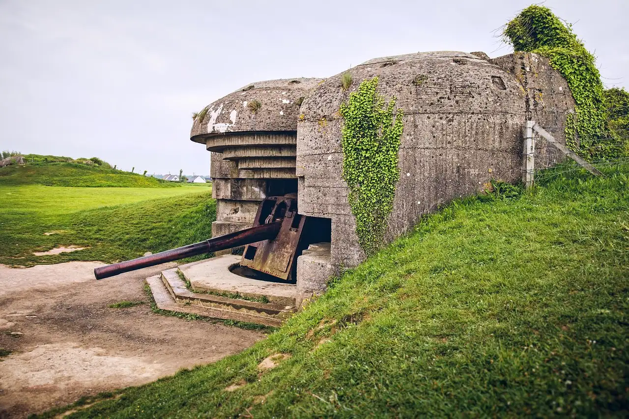 The gun casemate of the Longues-sur-Mer battery on the Normandy coast