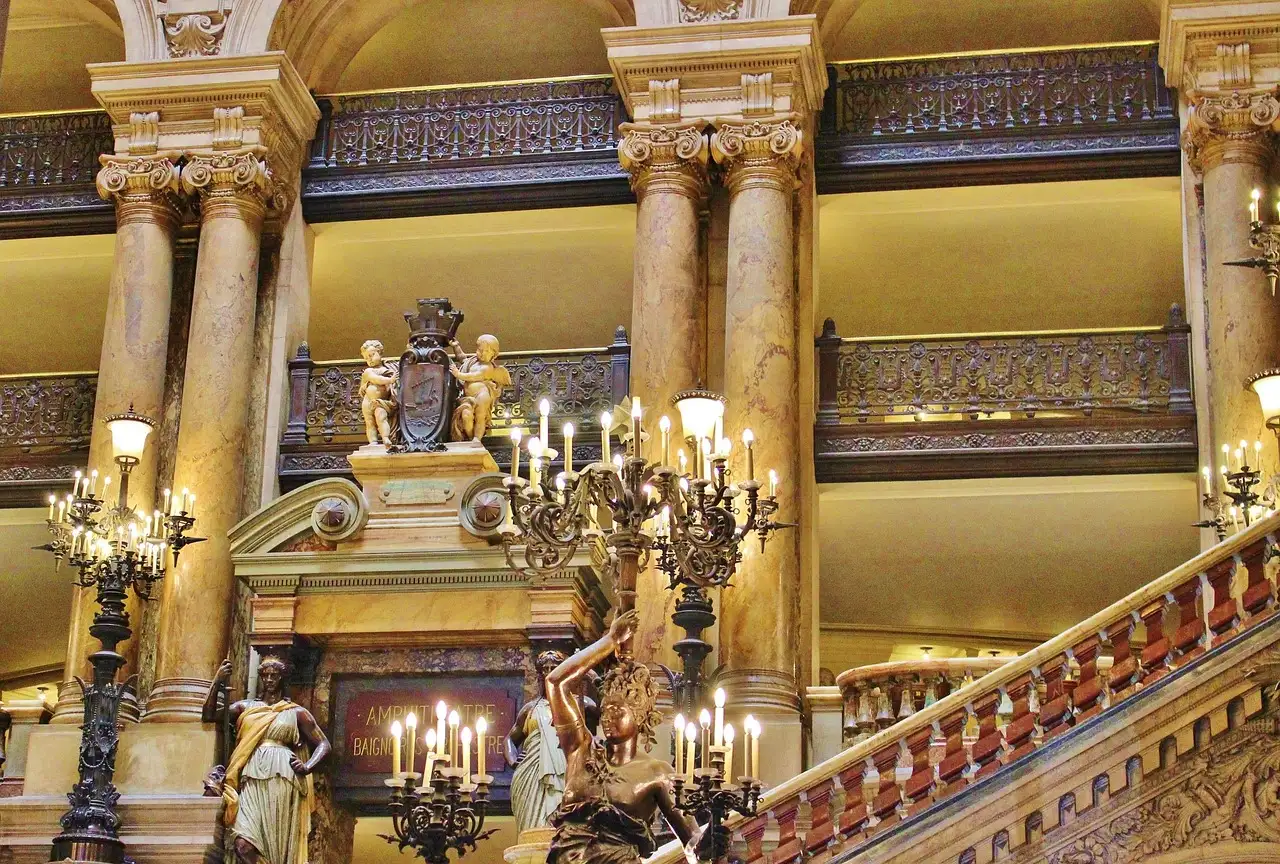 The marble Grand Staircase of the Palais Garnier