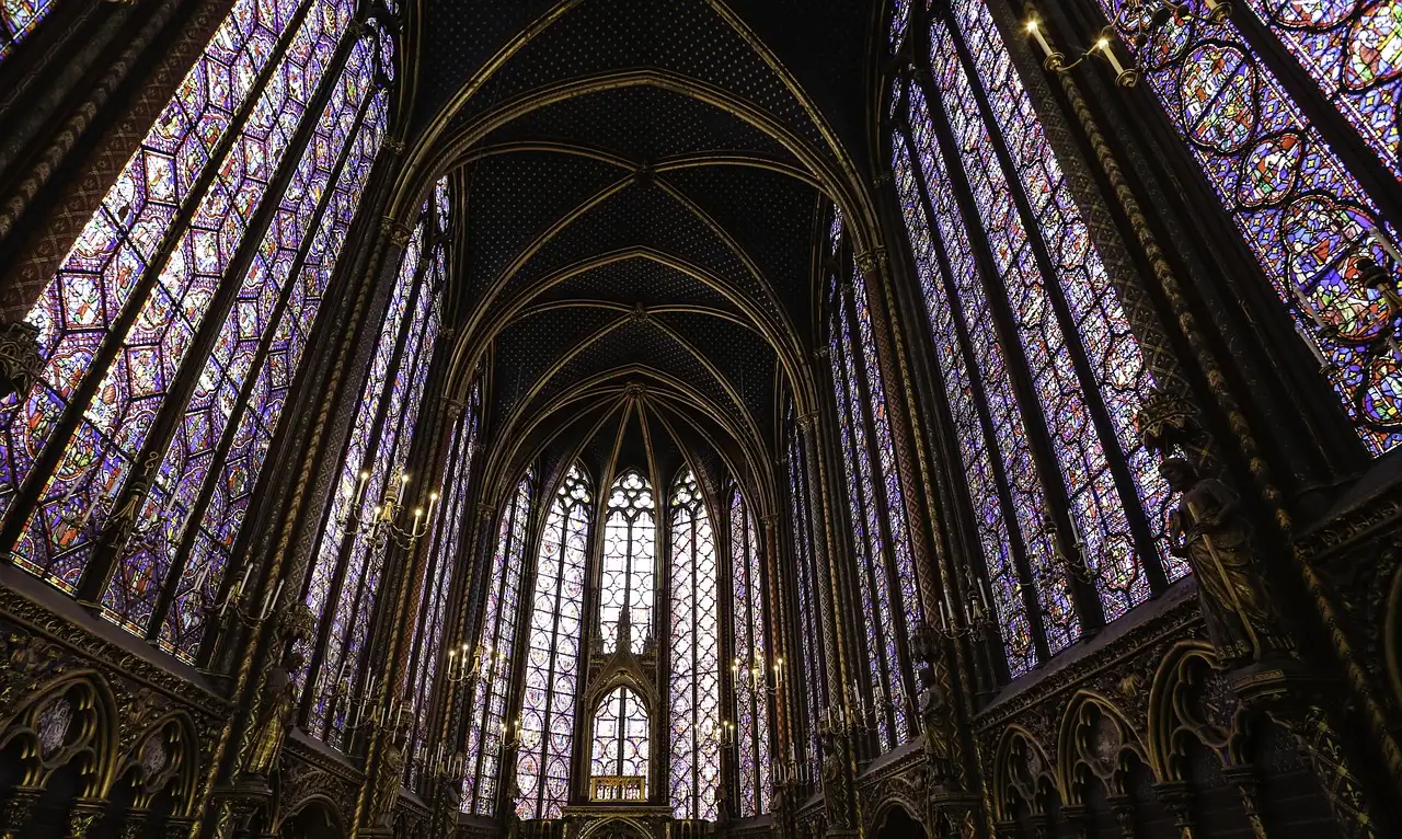 The stained-glass walls and vault of Sainte-Chapelle