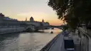 The Seine and a riverside quay at sunset
