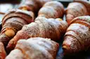 Croissants dusted with powdered sugar
