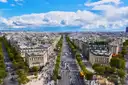 View from the top of the Arc de Triomphe down the tree-lined Champs-Élysées